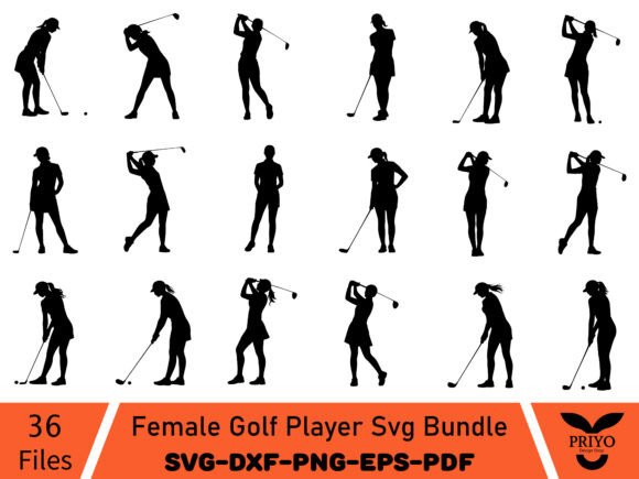 A Female Golf Player SVG Bundle for Graphics & Illustrations