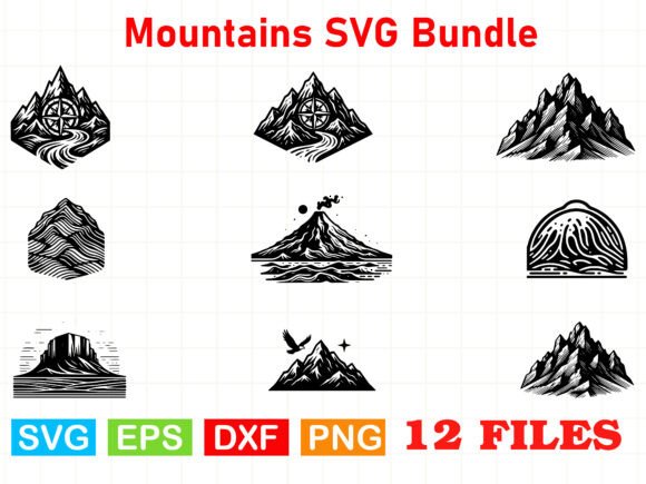 A Mountains Graphics Bundle for Modern Branding and Craft Projects