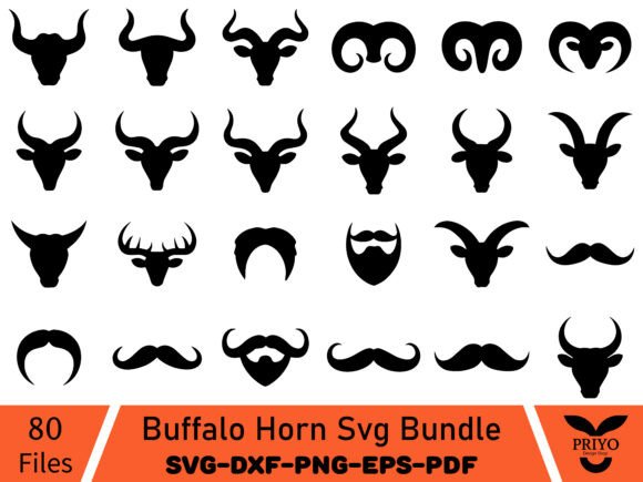 Buffalo Horn Svg Bundle: Versatile Illustrations for Editors