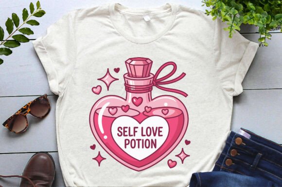 Crafting a Self Love Potion Valentine's Graphic Illustration