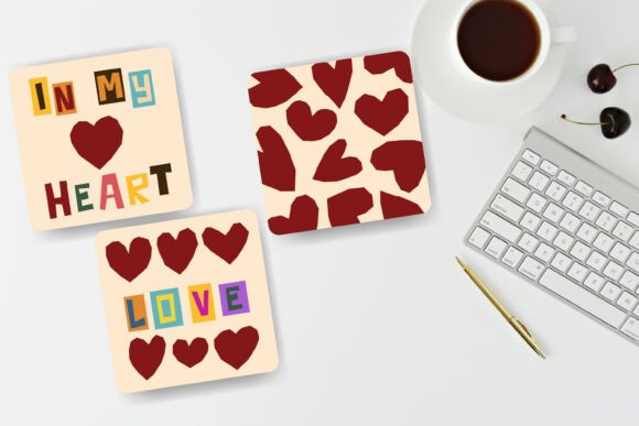 Heart Coaster Graphics for Valentine's Illustrations