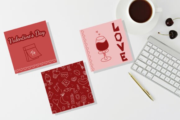 Valentine's Day Mug Coasters for Branding Graphics
